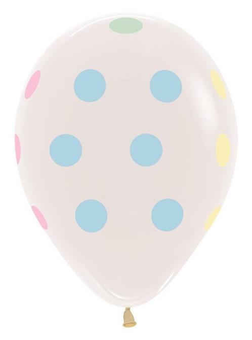 Ballonnen Pastel Polka Dots Clear 30cm 25st, Hobby en Vrije tijd, Feestartikelen, Nieuw, Verzenden