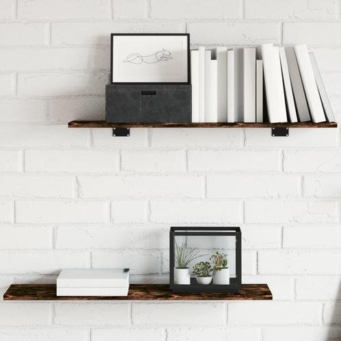 vidaXL Wandschappen 4 st 80x20x1,5 cm bewerkt hout gerookt, Huis en Inrichting, Woonaccessoires | Wandplanken en Boekenplanken