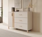 Meubella | Dressoir beige eiken 125cm | 1 deur 3 lades, Huis en Inrichting, Kasten | Dressoirs, Verzenden, Nieuw, 25 tot 50 cm