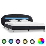vidaXL Cadre de lit avec LED Noir Similicuir 180 x 200, Maison & Meubles, Chambre à coucher | Lits, Neuf, Verzenden