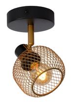 Lucide MAREN - plafond / wandspot E14 Goud / Zwart, Huis en Inrichting, Lampen | Wandlampen, Nieuw, Trendy verlichting, Metaal