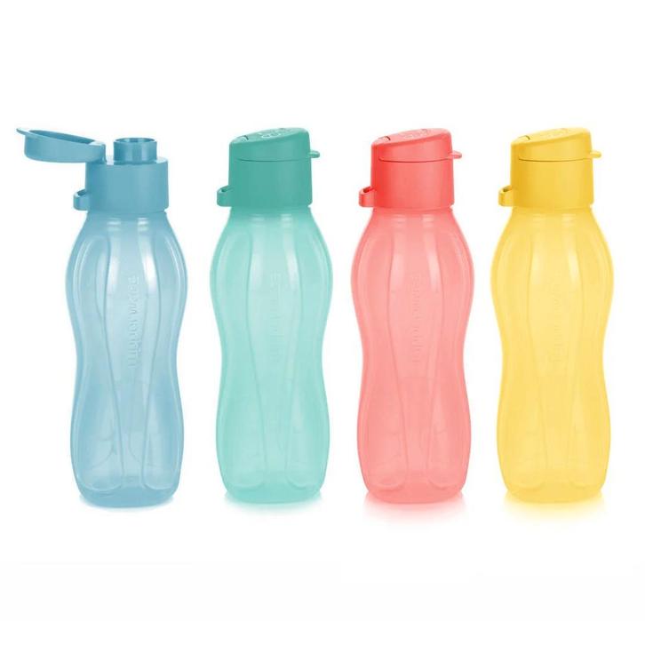 Tupperware Drinkflesjes 310 ml (4) BlauwGeelGroenZalm, Maison & Meubles, Cuisine| Tupperware, Envoi