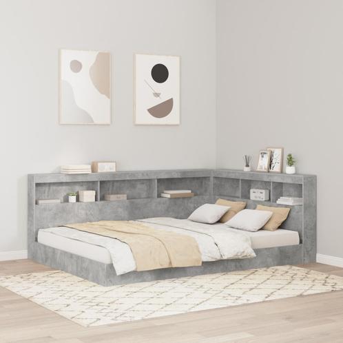 vidaXL Boekenkast Bed 2 pcs Betongrijs 140 x 200 cm Bewerkt, Huis en Inrichting, Slaapkamer | Bedden, Nieuw, Verzenden