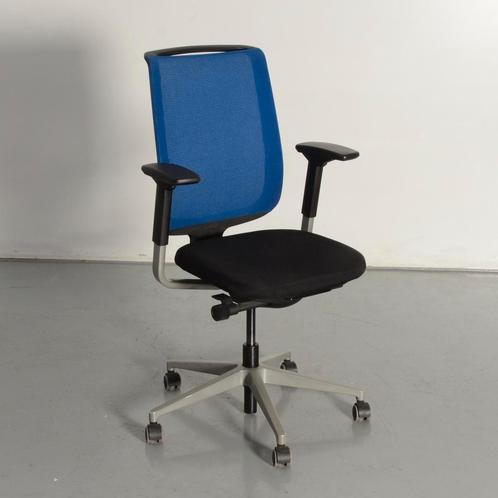 Steelcase bureaustoel, zwart, blauw mesh, 3D armleggers, Maison & Meubles, Bureaux, Enlèvement ou Envoi