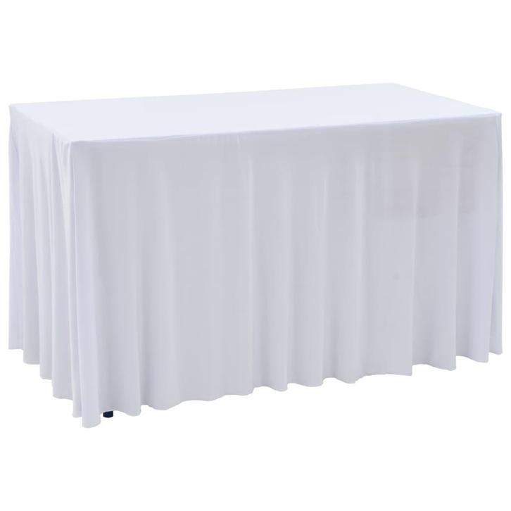 vidaXL 2 st Tafelhoezen stretch met rok 183x76x74 cm wit, Tuin en Terras, Tuinmeubel-accessoires, Nieuw, Verzenden