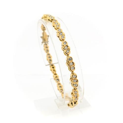 18 Krt. Gouden tennis armband met diamant; 1,71 ct. | 18,..., Handtassen en Accessoires, Armbanden, Overige kleuren, Gebruikt