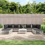 vidaXL 10-delige Loungeset met kussens staal wit, Tuin en Terras, Tuinsets en Loungesets, Verzenden, Nieuw, Loungeset