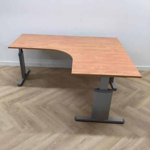 Tweedehands hoekbureau 180x160 cm, Donker beuken -  grijs, Huis en Inrichting, Bureaus, Bureau, Gebruikt
