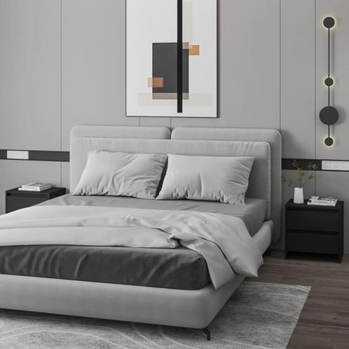 vidaXL Nachtkastjes 2 st 45x34,5x44,5 cm bewerkt hout zwart, Huis en Inrichting, Slaapkamer | Nachtkastjes, Nieuw, Verzenden