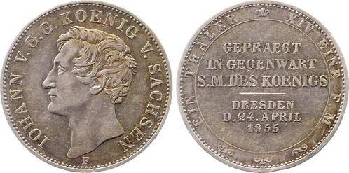 1 taler, daalder Duitsland 1 Thaler 1855 Johann Sachsen M..., Postzegels en Munten, Munten | Europa | Niet-Euromunten, België
