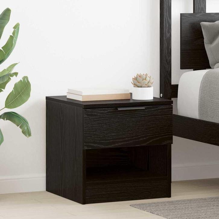 vidaXL Bedkast met lade 2 pcs Zwart eiken 40 x 39 x 40 cm, Huis en Inrichting, Slaapkamer | Nachtkastjes, Nieuw, Verzenden