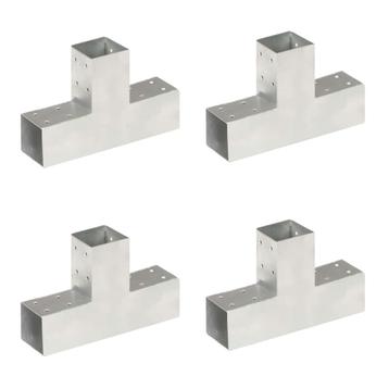 vidaXL Paalverbindingen 4 st T-vorm 71x71 mm gegalvaniseerd, Tuin en Terras, Palen, Balken en Planken, Verzenden, Nieuw