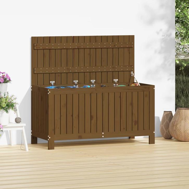 vidaXL Tuinbox 115x49x60 cm massief grenenhout honingbruin, Tuin en Terras, Bergingen en Tuinkasten, Nieuw, Verzenden