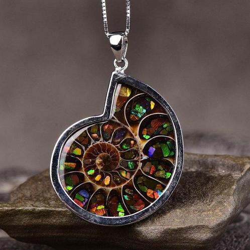 Sans réserve - Certifié ALGT - Pendentif en ammolite, Verzamelen, Mineralen en Fossielen