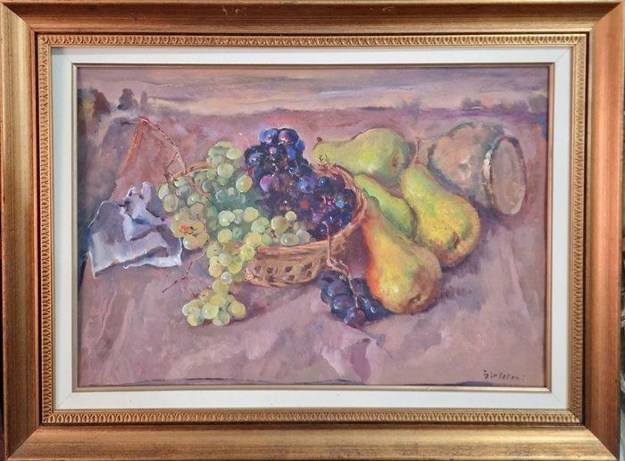Antonio Bresciani (1902-1998) - Natura morta con pere ed uva, Antiek en Kunst, Kunst | Schilderijen | Klassiek