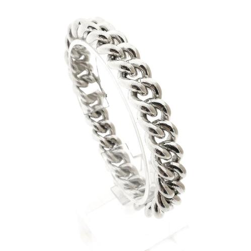 Zilveren robuuste gourmetschakel armband | 21 cm, Handtassen en Accessoires, Armbanden, Overige kleuren, Gebruikt, Zilver, Ophalen of Verzenden
