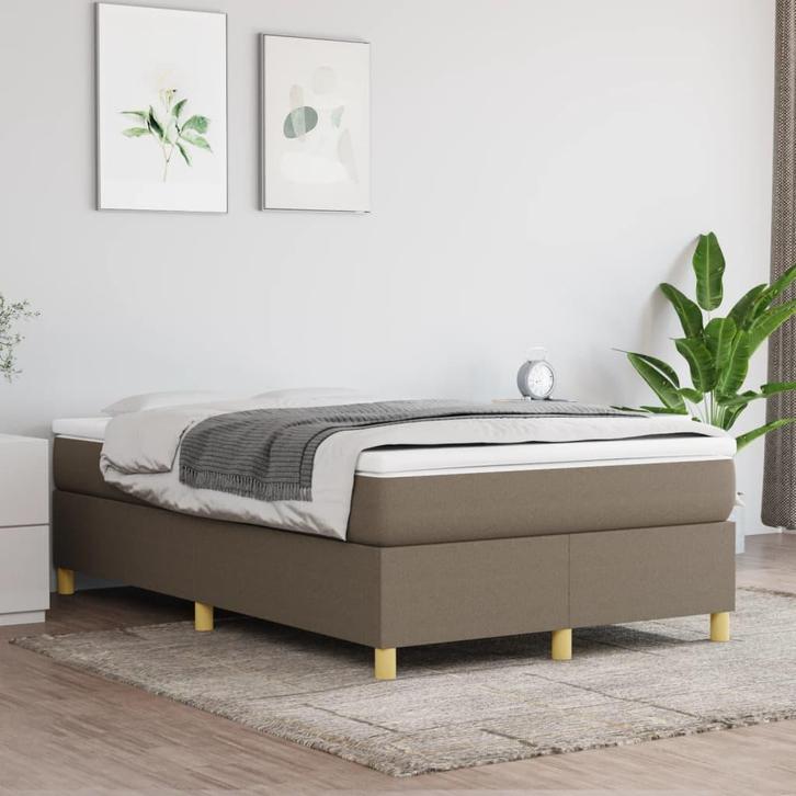vidaXL Boxspring bed 120x200 cm stof taupe, Huis en Inrichting, Slaapkamer | Bedden, Nieuw, Verzenden