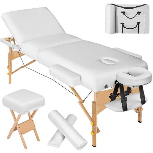 3-zones massagetafel-set met 10cm matras, rolkussens en hout, Sports & Fitness, Produits de massage, Envoi