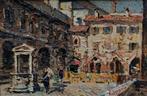 Leonardo Bazzaro (1853 –  1937) - Piazza a Venezia, Antiek en Kunst