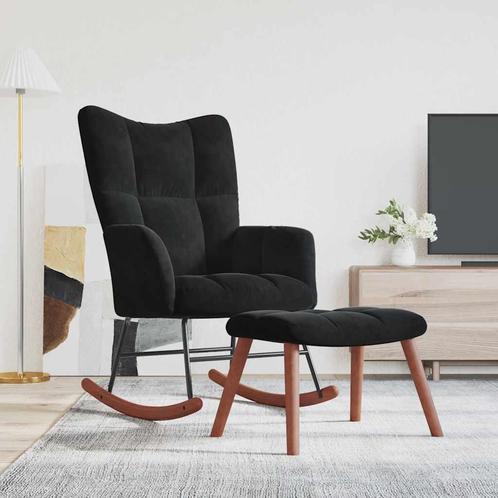 vidaXL Schommelstoel met voetenbank fluweel zwart, Huis en Inrichting, Stoelen, Nieuw, Verzenden