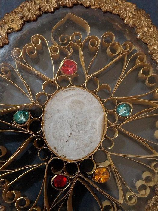 Reliekhouder - Papier, Glas, Steen - 1850-1900 - Agnus Dei, Antiek en Kunst, Kunst | Niet-Westerse kunst