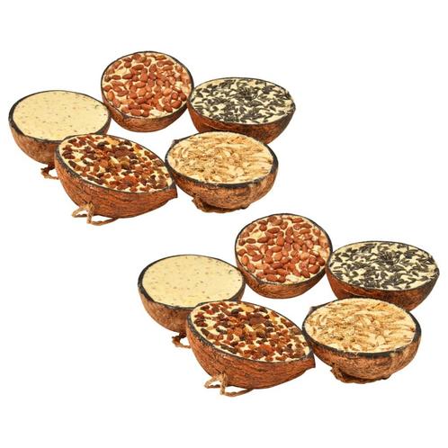 vidaXL Vogelvoer gevulde halve kokosnoten 10 st 290 g, Dieren en Toebehoren, Vogels | Toebehoren, Nieuw, Verzenden