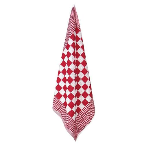 Handdoek Rood En Witte Blok 52x55cm Katoen - Treb Towels, Huis en Inrichting, Keuken | Textiel, Theedoek of Handdoek, Overige kleuren