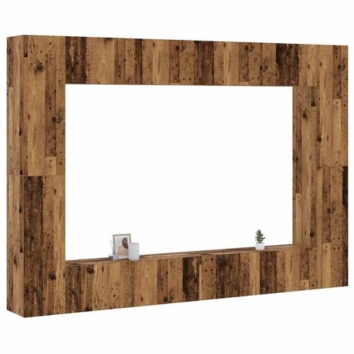 vidaXL 8-delig Tv-meubelset wandmontage bewerkt hout oud, Huis en Inrichting, Kasten |Televisiemeubels, Nieuw, Verzenden