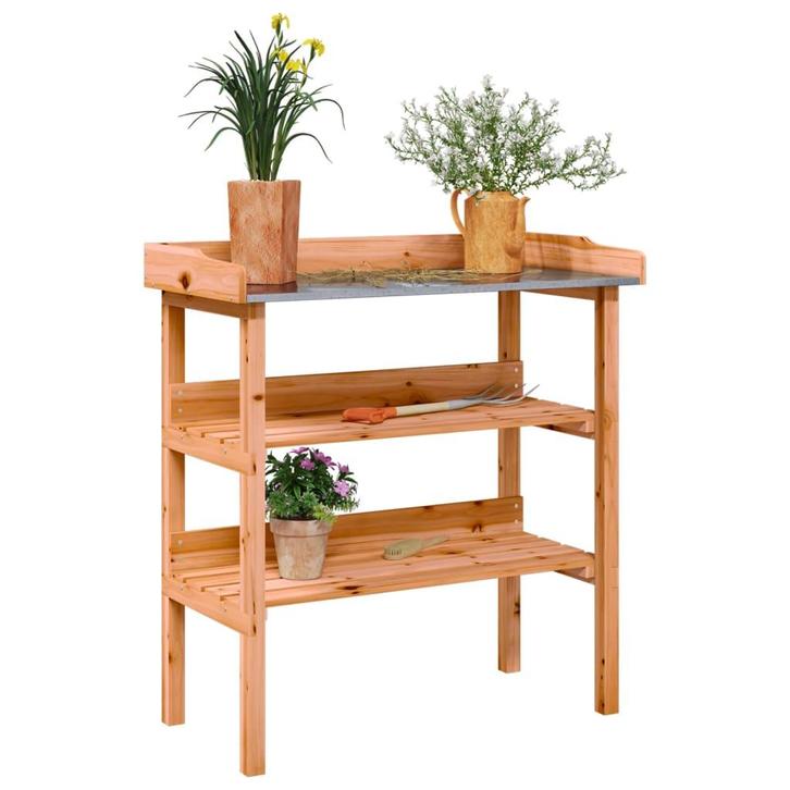 vidaXL Plantentafel met schappen 78x38x82,5 cm vurenhout, Tuin en Terras, Bloembakken en Plantenbakken, Nieuw, Verzenden