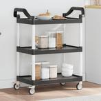 vidaXL Trolley 3-laags 81x41x92 cm aluminium zwart, Huis en Inrichting, Verzenden, Nieuw