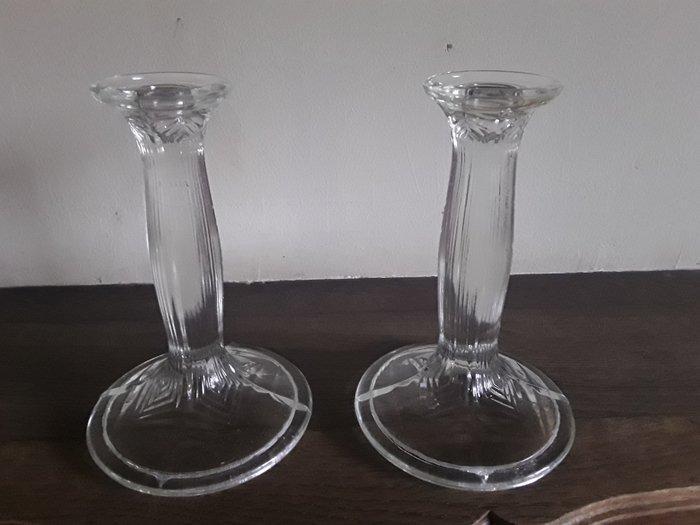 Kaarsenhouder (2) - Glas - Set glazen kandelaars, Antiek en Kunst, Curiosa en Brocante