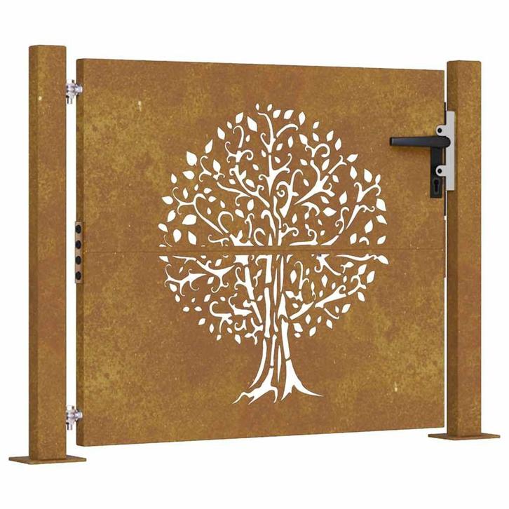 Tuinpoort Cortenstaal - 105x80cm - Retour Deal -40%, Tuin en Terras, Tuinhekken en Hekwerk, Met poort, Nieuw, IJzer, Tuinhek, Verzenden