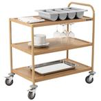 Serveerwagen | RVS (Houtlook) | 3 Niveaus (823x503) |, Verzenden, Nieuw in verpakking