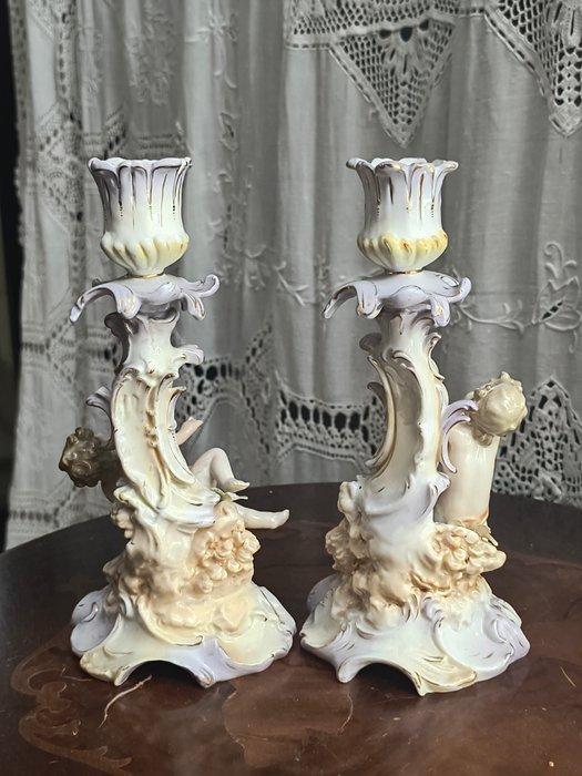 Kaarsenhouder (2) - Porselein - Candelieri Volkstedt, Antiek en Kunst, Antiek | Glaswerk en Kristal