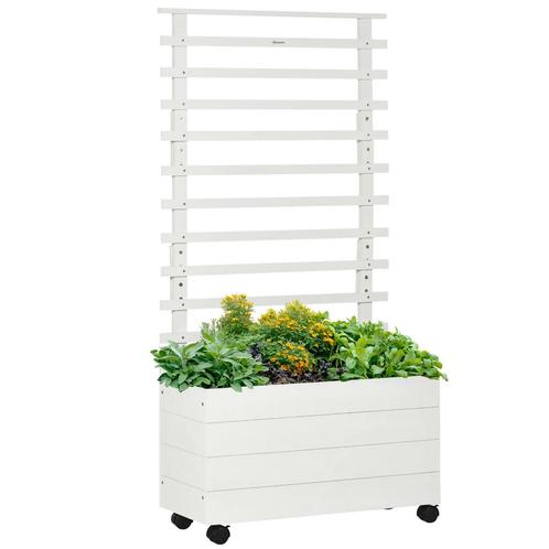 TRUUSK Plantenbak met Klimrek op Wielen - Verhoogd Bloembed, Tuin en Terras, Bloembakken en Plantenbakken, Verzenden