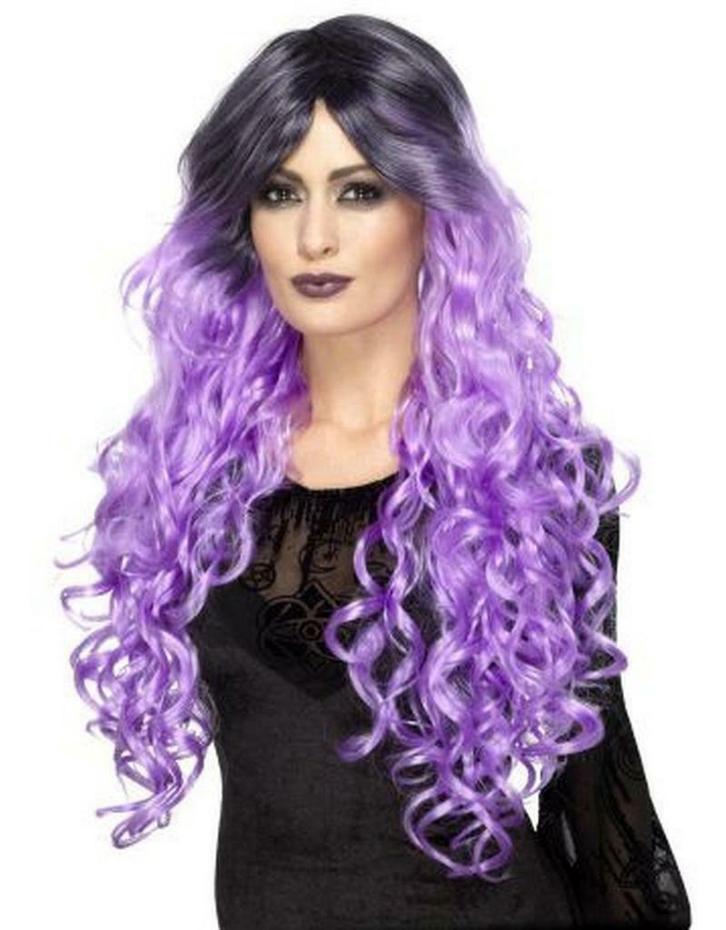 Glamour pruik paars lila, Hobby en Vrije tijd, Feestartikelen, Ophalen of Verzenden