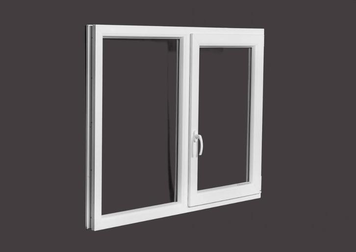 PVC vast-draaikiep b150xh130 cm Wit, Doe-het-zelf en Bouw, Glas en Ramen, Dubbelglas, Nieuw, Gevelraam of Ruit, 120 tot 160 cm