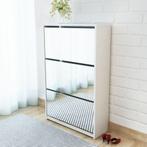 vidaXL Schoenenkast drielaags met spiegel 63x17x102,5 cm wit, Verzenden, Nieuw