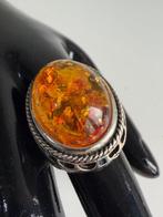 Barnsteen Prachtige Zilveren Ring - Barnsteen (Zonder, Verzamelen, Mineralen en Fossielen