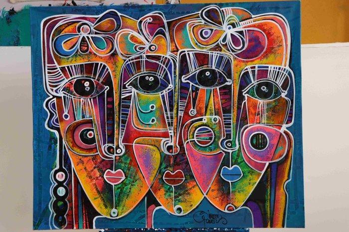 Simeon Gonzales - Juntos en el Jardin - XXL (NO RESERVE, Antiek en Kunst, Kunst | Schilderijen | Modern