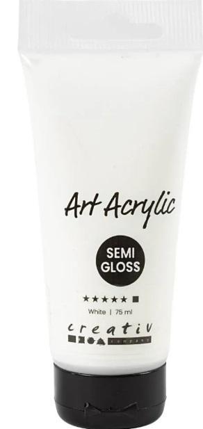 Allesverf Acryl 75 ml - Semi-Glanzend Dekkend Wit Acrylverf, Hobby en Vrije tijd, Knutselen, Nieuw