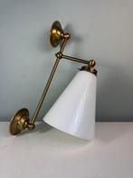 Lampe - Lampe murale vintage en laiton avec abat-jour en