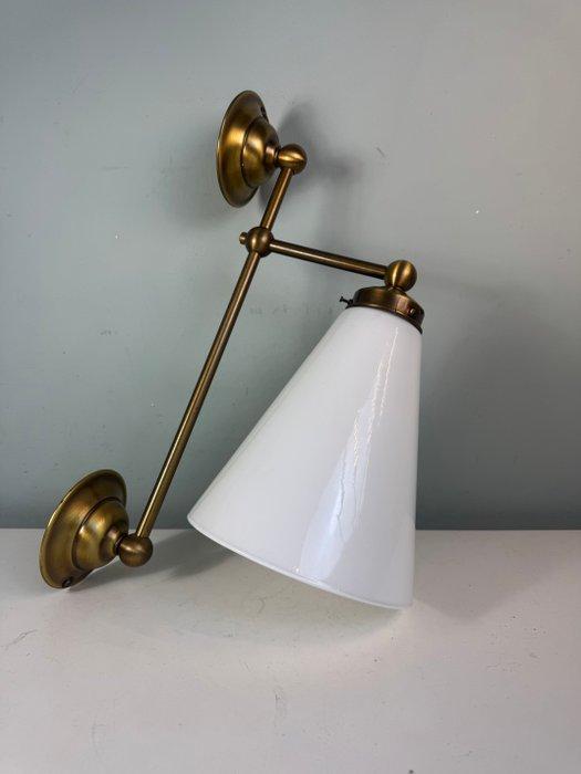 Lampe - Lampe murale vintage en laiton avec abat-jour en, Antiquités & Art, Curiosités & Brocante