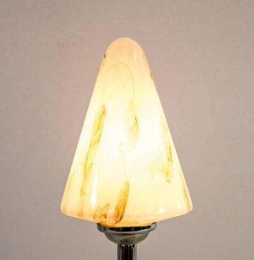 Lamp - Chroom, Glas - Art Deco met chromen voet