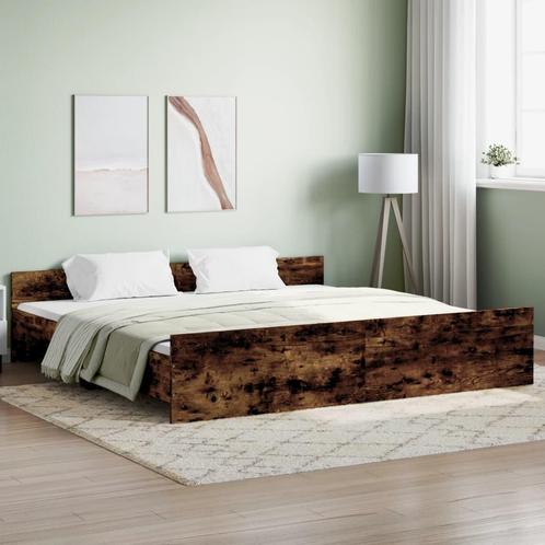 vidaXL Bedframe met hoofd- en voeteneinde gerookt eiken, Huis en Inrichting, Slaapkamer | Bedden, Nieuw, Verzenden