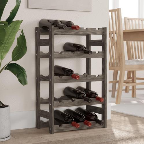 vidaXL Wijnrek voor 20 flessen massief grenenhout grijs, Huis en Inrichting, Woonaccessoires | Wijnrekken, Nieuw, Verzenden