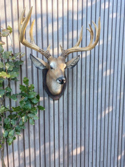 Beeld, muurmodel hoofd hert - 46 cm - polyresin, Antiek en Kunst, Kunst | Designobjecten