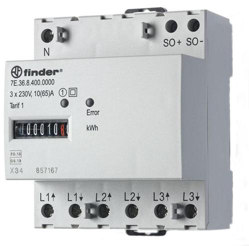 Finder Elektriciteitsmeter - 7E.36.8.400.0010, Doe-het-zelf en Bouw, Elektriciteit en Kabels, Verzenden