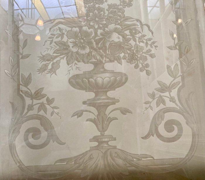 Deur (3) - 1910-1920 - 3 ramen met zuur gegraveerd, Antiek en Kunst, Antiek | Overige Antiek