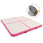 Gymnastiekmat met pomp opblaasbaar 200x200x20 cm PVC roze, Sport en Fitness, Nieuw, Verzenden